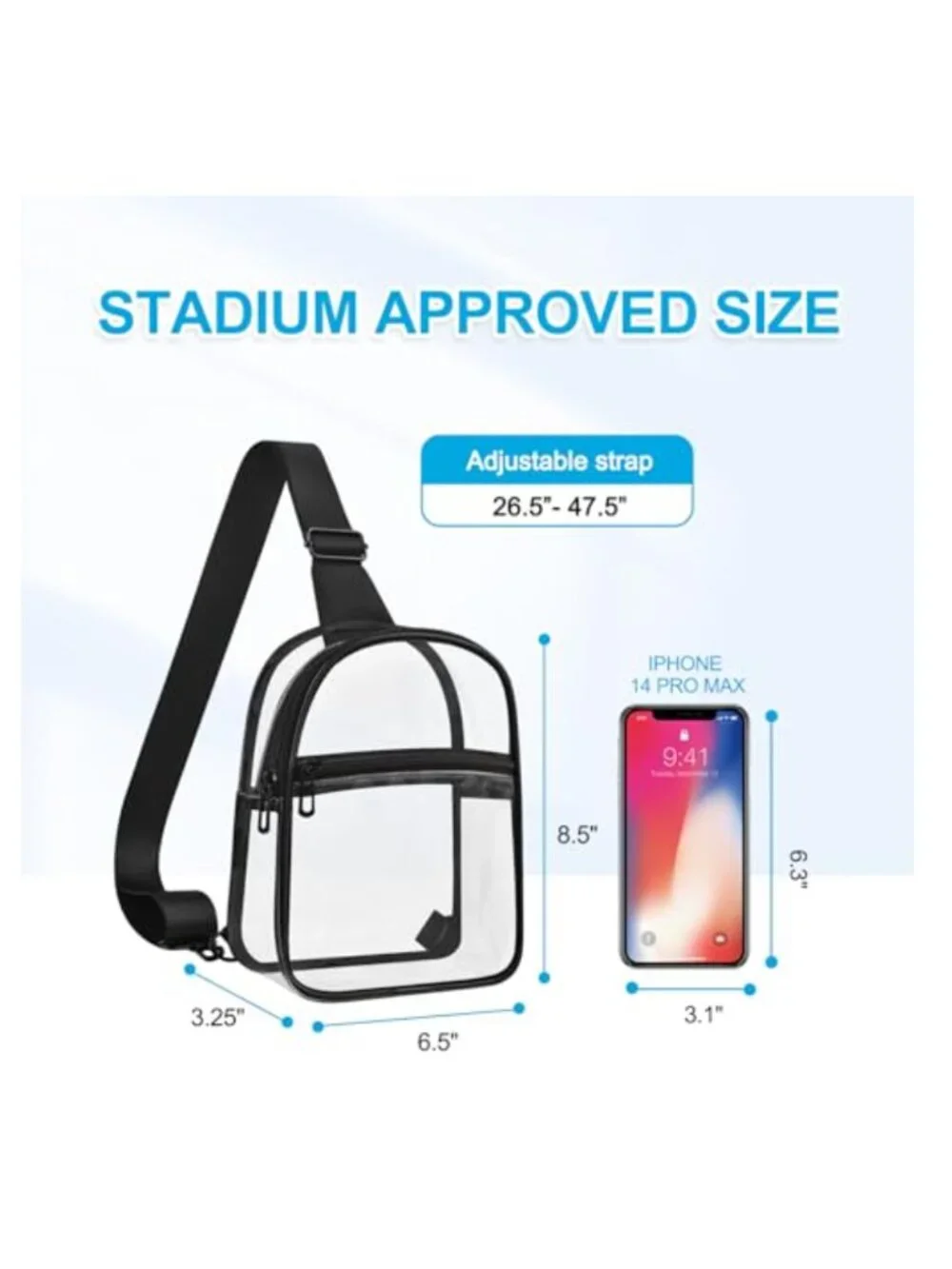 Clear Crossbody Bag Stadium Approved PVC